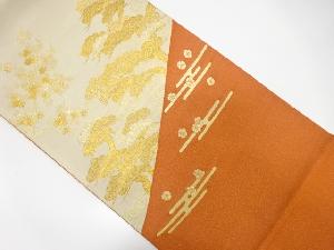 アンティーク　綴れ笠松に紅葉・桜模様織出し袋帯（材料）
